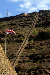 The Union Jack with Jacobs Ladder behind.