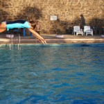 Phoebe practising her diving at the pool