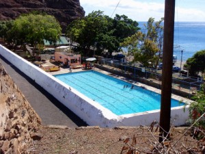 The olympic size pool at the water front.